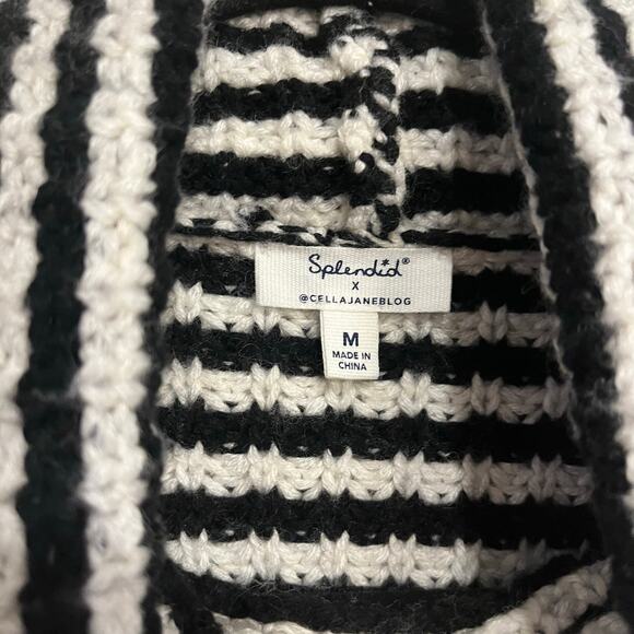 Splendid x Cella Jane Blog Knit Sweater Black White Stripe Wool Cashmere Medium - Picture 5 of 7